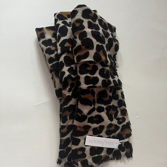 Nordstrom Leopard Wrap Shawl Oversized Scarf Brown Beige Black NWT*f - Picture 4 of 5